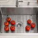26x14 Sink Protectors for Kitchen Sink, Metal Sink Rack for Bottom of Sink, Stainless Steel Sink Protector for Kitchen with Sink Strainer, 26"X14", Center Drain