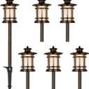 hykolity Low Voltage ORB LED Landscape Path Light with Crackled Glass Shade, 3.4W 155LM 12V-15V Wired Outdoor LED Walkway Light, Die-cast Aluminum Construction, 30-Watt Equivalent, 6 Pack