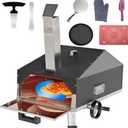 SKY FISH Cyber Outdoor Pizza Oven 12 inch pizzaPortable Stainless Steel Wood Pellet fired Backyard Pizza Oven Manually 360 degree Roating Pizza stone,Portable stonebaked Pizza Maker (Black, M)