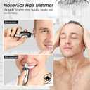 Ear and Nose Hair Trimmer Clipper - 2026 Professional Painless Eyebrow & Facial Hair Trimmer for Men Women,Battery-Operated Trimmer with IPX7 Waterproof,Dual Edge Blades for Easy Cleansing Black