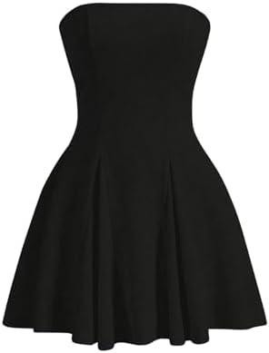 Milumia Women's Tube Mini Dress A Line Flared Strapless Party Club Short Dresses, XS
