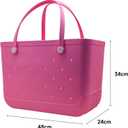 X-Large Waterproof Sandproof Rubber Beach Tote Bag with Zipper Pocket and Phone Kickstand Cup