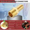 Pack of 8 Brass Hose Barb Fittings Adapter Connector 1/2" Hose Barb to 3/8" NPT Male Fittings for Home Machines, Massage Bathtubs, and Irrigation Systems
