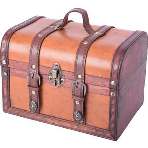 Vintiquewise(TM Decorative Wood Leather Treasure Box (Large Trunk Only)