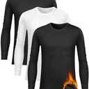 Rolimaka 3 Pack Youth Boys Compression Thermal Shirt Long Sleeve Fleece Undershirt Football Baseball Soccer Base Layer Top.L