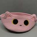 Small Storage Cat Basket, Pinks Cotton Rope Woven Basket for Nursery With Ears Toy Organizer Baskets for Gift, Cat Dog Bin Toys 8.54.5 inches