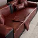 Waterproof Sofa Couch Cover Protector, Recliner Backrest Arm Covers, Faux Leather (Wine Red, 50x70cm/20x27")