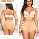 DERCA Butt Lifting Panties Padded Underwear for Women Booty Pads Butt Enhancer Lace Shapewear Panty (Beige, XS)