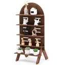 Blulu 5-Tier Wooden Display Shelf for Vendors 31.5 x 16 Inch Tall Removable Retail Display Riser Stand with Adjustable Height for Candles Decorative Items(Arch,Walnut Color)