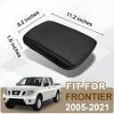 Muslogy Center Console Armrest Cover Fit for Nissan Frontier 2005-2021 & Xterra 2005-2015 Accessories, Comfort Armrest Pad Console Lid Cushion Vegan Leather Regular Thick