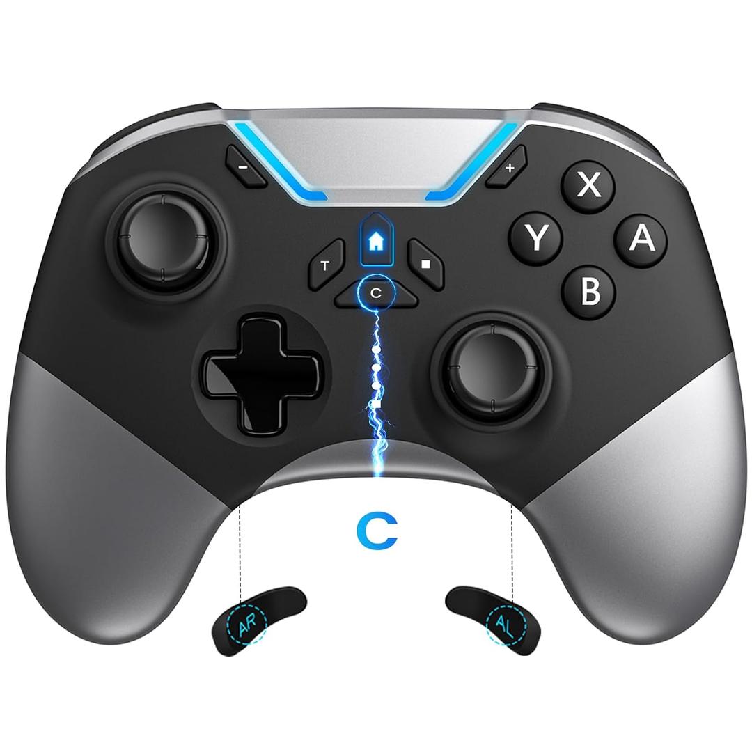aghi Switch 2 Controller with Home Wake-up, Wireless Switch 2 Pro Controller for Switch 2/1/Lite/OLED with Loop Macro, Hall Effect Anti-Drift Joystick, C Button, HD Rumble, 6 Axis Gyro, Turbo