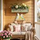Door Wreath Easter Wooden Easter Door Wreath Easter Wreath Door Easter Wreaths Wooden Door Decoration Easter Bunny Easter Egg Easter Decoration Hanging for Front Doors, Walls, Windows