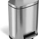 iTouchless SoftStep 1.32 Gallon Small Step Pedal Trash Can, Stainless Steel, 5 Liter Bathroom Garbage Bin, Removable Inner Bucket, Soft and Silent Open and Close