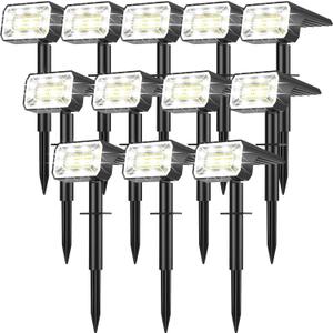 Solar Spot Lights Outdoor Waterproof IP65, [12 Pack/100 LED/4 Modes] 2-in-1 Solar Landscape Spotlights, Auto On/Off High Lumens Spot Lights for Outside Yard Garden Pathway(Cool White)
