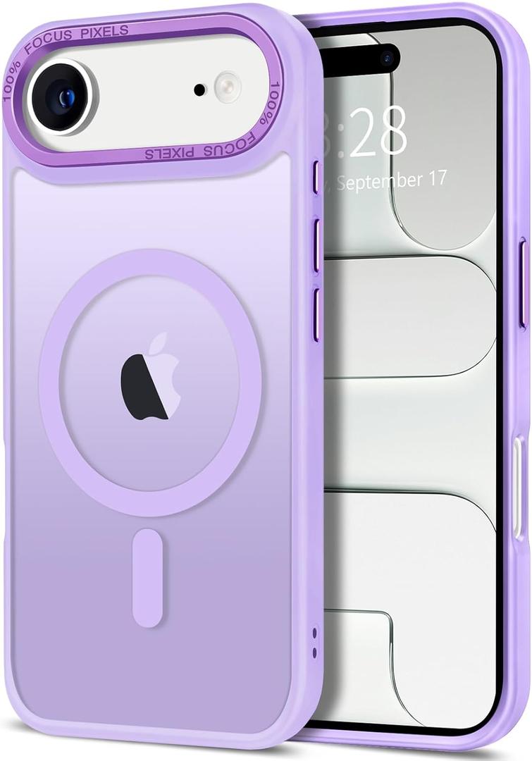 Hython Case for iPhone Air Case Magnetic Translucent Matte Phone Cases 6.5" [Compatible with MagSafe] Thin Slim Fit Shockproof Bumper Hard Protective Cover for Women Men Girls, Light Purple