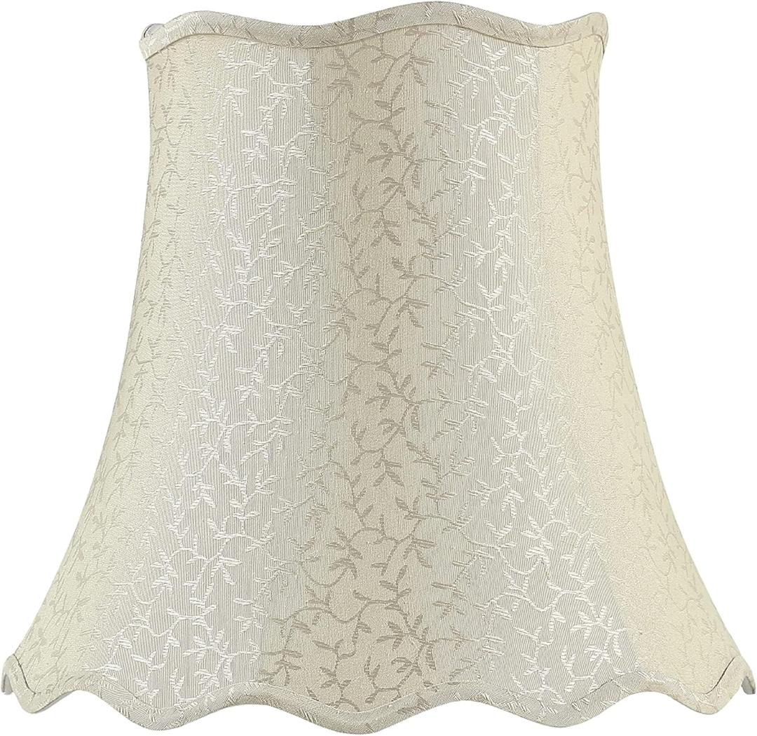 Aspen Creative 30501 Transitional Scallop Bell Shape Spider Construction Lamp Shade in Light Beige, 16" Wide (10" x 16" x 15")