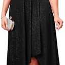 ZOMVA Plus Size  Sparkly Glitter Formal Maxi A Line Dress Sparkle Wrap Ruffle Sleeve Prom Dresses Cocktail Evening Gown, 2XL