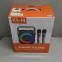 Karaoke Machine, Portable Bluetooth Speaker with 2 Wireless Microphones for Adults & Kids with Lights, Karaoke Microphone with PA System Supports USB/TF/FM/AUX for Home Party Home System Packages (Black)