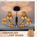 Glooglitter Small Clip-on Chandelier Rattan Lamps Set Shade Scalloped Lampshade 3"top x 6"bottom x 5-1/4"slant Height Empire Lamp Shade Chandelier or Accent Lamp(Paper Rope,Naturals,4 Pcs)