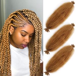 Marley Twist Braiding Hair Pre-Separated Springy Afro Twist Hair for Pre Fluffed Spring Synthetic Curly Extensions Black Women(24inch,27,3 Packs)