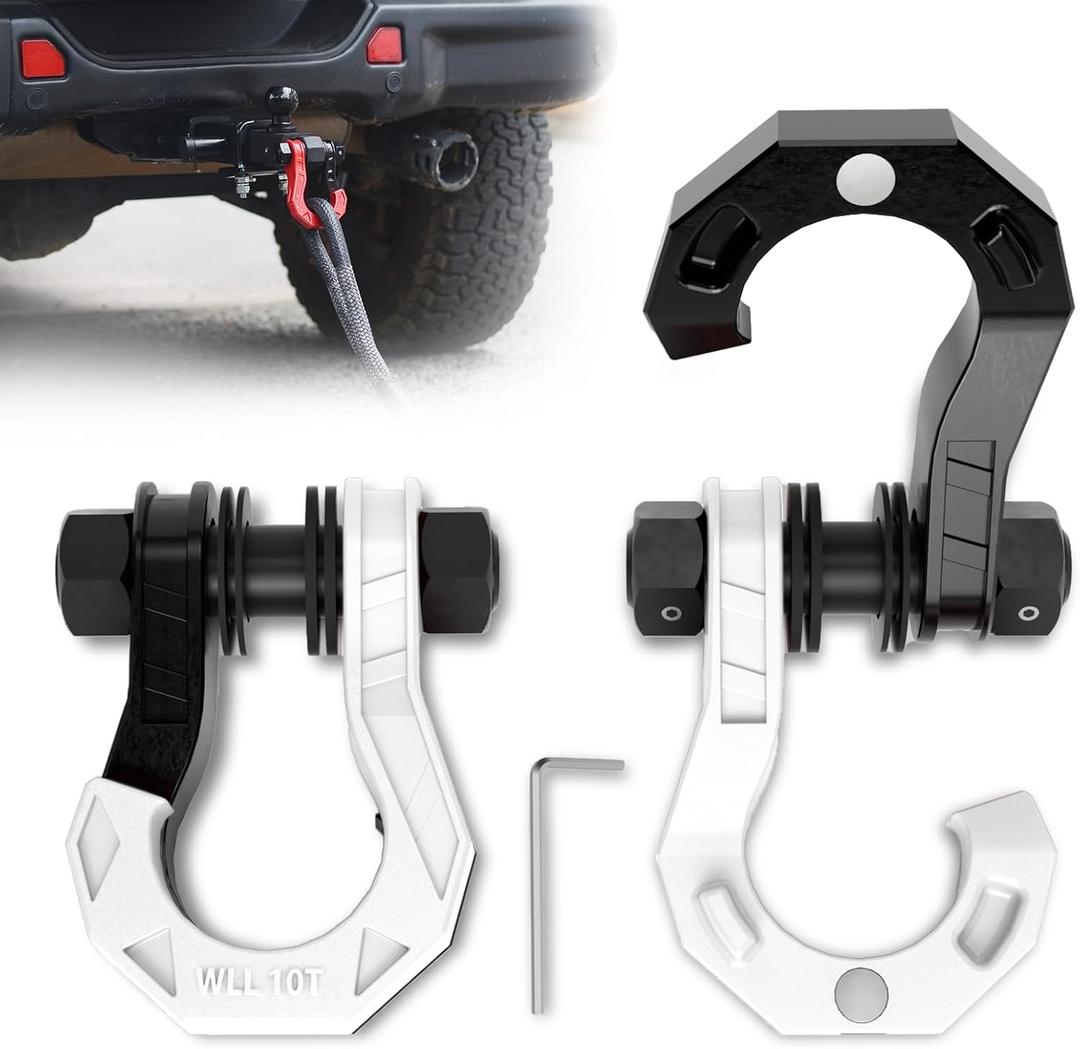 3/4" D Ring Separate Shackles, 52,910lbs Break Strength Easy Open Towing Winch Shackles, Heavy Duty Shackles with 7/8" Screw Pin for Tow Strap Winch Off Road Vehicle Recovery, Blackwhite