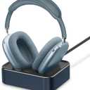 Headphone Charging Station for AirPods Max 2024 & 2020 - Magnetic Headset Charger Dock with Dual Lightning & Type-C Connectors (Blue)