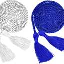 JayRui 2 Pcs Graduation Cord Honor Cords Bachelor Gown Cords Master Doctoral Graduation Cords with Tassle Durable Stylish Versatile for College High School Preschool Graduates (White+Blue)