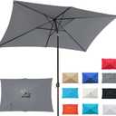 Blissun Rectangular Patio Umbrella, Table Market Umbrella with Tilt and Crank, Outdoor Umbrella for Garden, Deck, Backyard, Pool and Beach