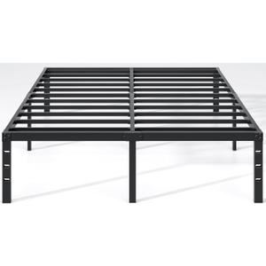 NEW JETO Metal Bed Frame, Full Size Bed Frame with Storage Space, Heavy Duty Sturdy Mattress Foundation, Easy Assembly, No Box Spring Needed, Black, 18 Inch, Full