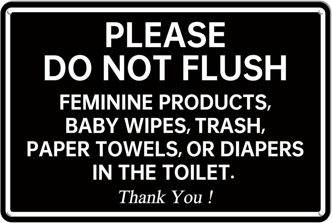 "Please Do Not Flush" Sign - 7.8" x 11.9" Heavy - Duty Aluminum Bathroom Sign (146)
