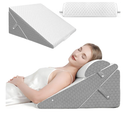 Wedge Pillow Headboard, 3PCS Orthopedic Bed Wedge Pillows Set for After Surger Grey, 25" x 22"