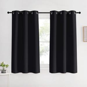 NICETOWN Halloween Living Room Blackout Curtains and Drapes, 4 Panels, 42 inches Wide by 60 inches Long, Black Solid Thermal Insulated Grommet Blackout Drapery Panels for Window