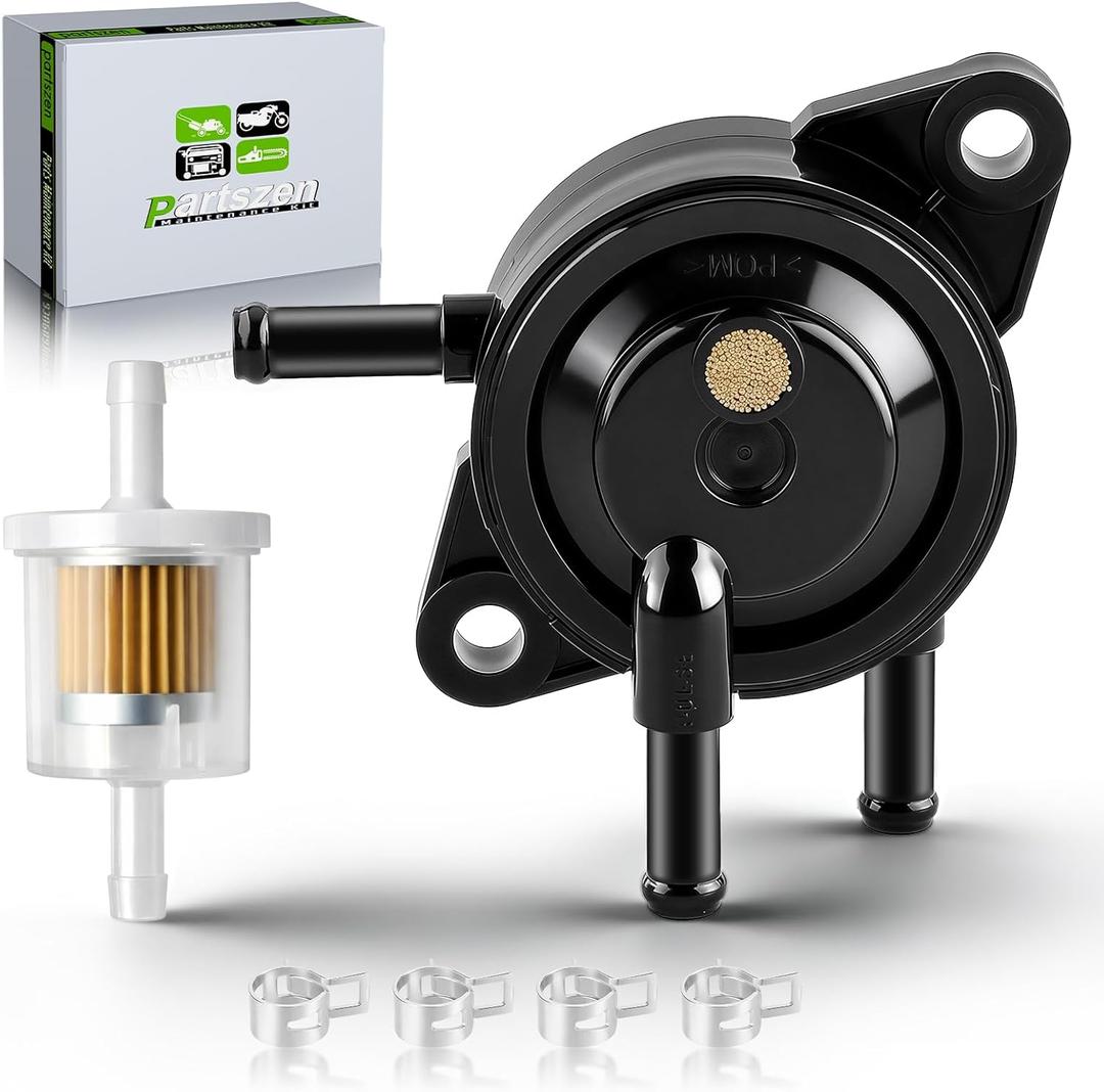 49040-7001 Fuel Pump for Kawasaki FH381V FH430V FH451V FH500V FH531V FH541V FH580V FH601D FH601V FH641D FH641V FH661V Engine Lawn Mower with 49019-0027 Fuel Filter with Clamps