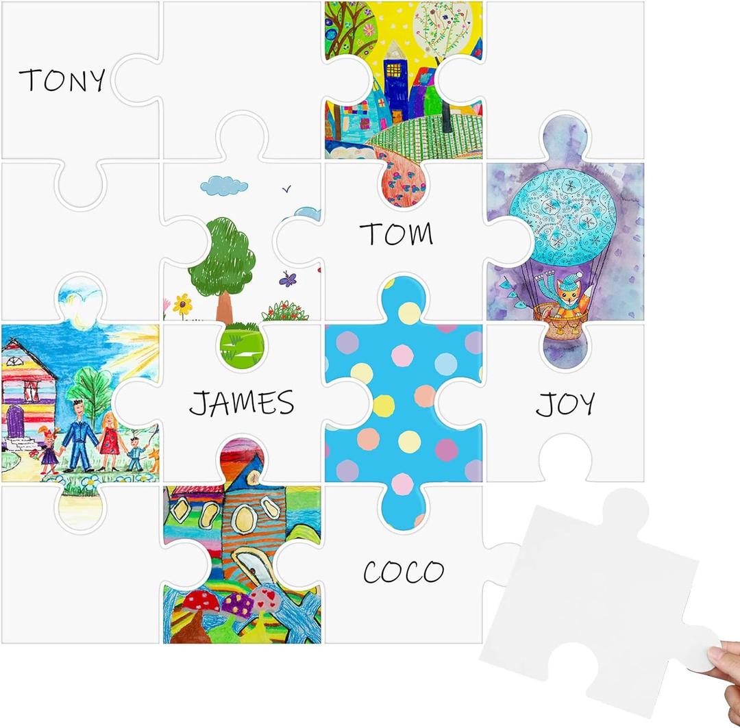 Junkin 100 Pcs Large Blank Puzzle Pieces Cutouts DIY Make Your Own Paper Puzzle Kit for Classroom Decor Bulletin Board School DIY Decor(6 Inches)