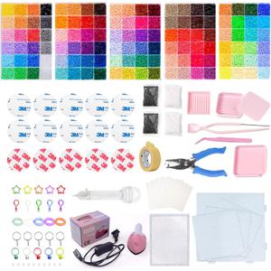 Anergoo Perler Bead Kit 120 Colors 64000 2.6mm, Built-in Iron | Hole Punch and Fuse Beads Pen DIY Crafts Supplies for Women, Ideal Gift,Pixel Art,Craft Kits,Deluxe Beads Set for Beginners, Mini To Extra Large