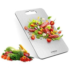 APMRQIB Titanium Cutting Boards for Kitchen, 100% Pure Titanium Cutting Boards Double Sided Non Toxic Cutting Board, Hygiene Durable Dishwasher Safe 10.5”×6.5”