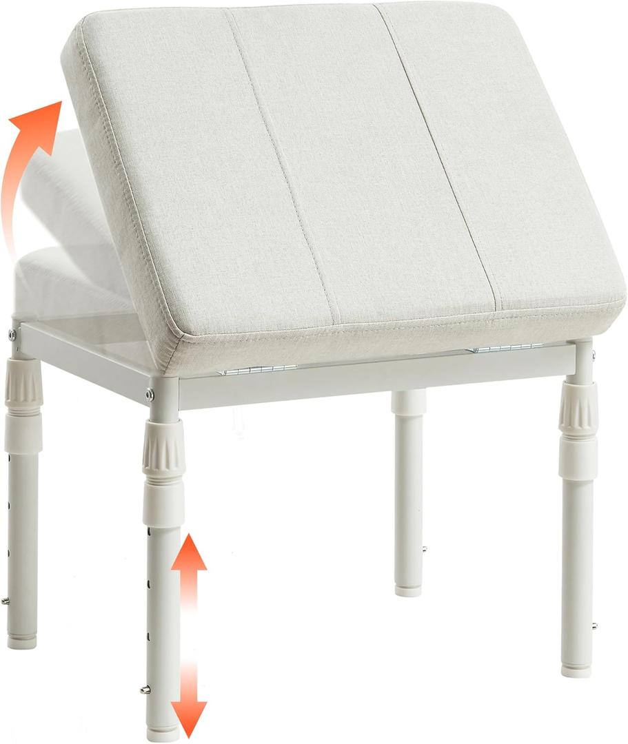 TIOPGHAD Adjustable Ottoman Pouf, 4 Height Position & 60 Degree Tilt Angle Adjustment Ottomans Footrest Foot Stools Pouffe Footstool for Under Desk Living Room Home(Beige)