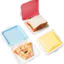 3 Pack Sandwich Containers,3 Color Silicone Sandwich Storage with Snap-Off,Sandwich Box for Lunch,BPA Free,Leakproof, Reusable Plastic Sandwich Holder for Fruit,Salad,Snacks and Food Storage