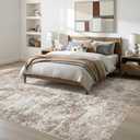 9x12 Area Rugs for Living Room: Washable Large Neutral Abstract Rug Soft Non Slip Stain Resistant Low Pile Indoor Carpet for Bedroom Dining Room Nursery Office Playroom - Brown Grey