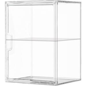 Display Case for Collectibles  Clear Display Box with Magnetic Door,Stackable Figure Display Case for Action Figures, Model Cars, Book (Vitrinas para Colecciones) (L-2Tier-1PACK)