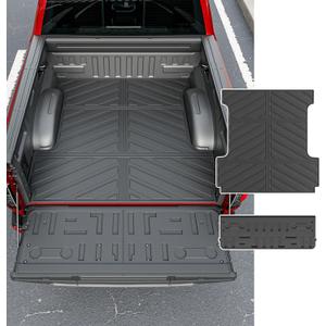 Powoq 5.5FT Truck Mat Compatible with 2021 2022 2023 2024 2025 2026 Ford F150 Truck Bed Mat TPE Tailgate Liner Replacement for 2021-2026 Ford F-150 Accessories (5.5FT Bed Mat+Tailgate Mat)