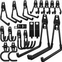 18 Pack Garage Hooks Heavy Duty - Anti-Slip Coating Garage Storage Hooks for Hanging BikeLadderGarden ToolsHose (Black)