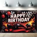 Formula 1 Racing Happy Birthday Backdrop Banner F1 Car Photography Background Racing Party Decorations Photo Booth Supplies 71x43 Inch