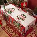 Christmas Rectangle Table Cloth,100% Waterproof Tablecloth,Christmas Decorations for Home, Vinyl Tablecloth Plastic Table Cover for PartyPicnic,Dining,Outdoor 54" x 84",Christmas Trees