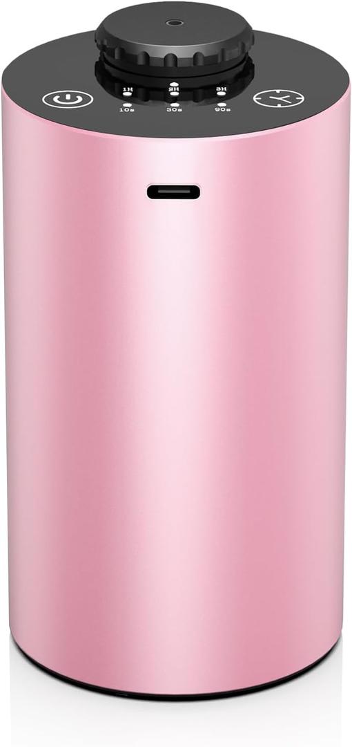 Waterless Essential Oil Diffuser for Home Battery Operated Cordless Scent Diffuser with Timing & 3 Mist Levels car Diffuser, Aluminum Alloy (Pink)