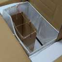 JONATHAN Y 27.5" White/Gold Modern Alabaster LED Table Lamp for Home Decor, White Linen Shade, Coastal Nightstand Lamp with Built-in Base Accent Light JYL6201A