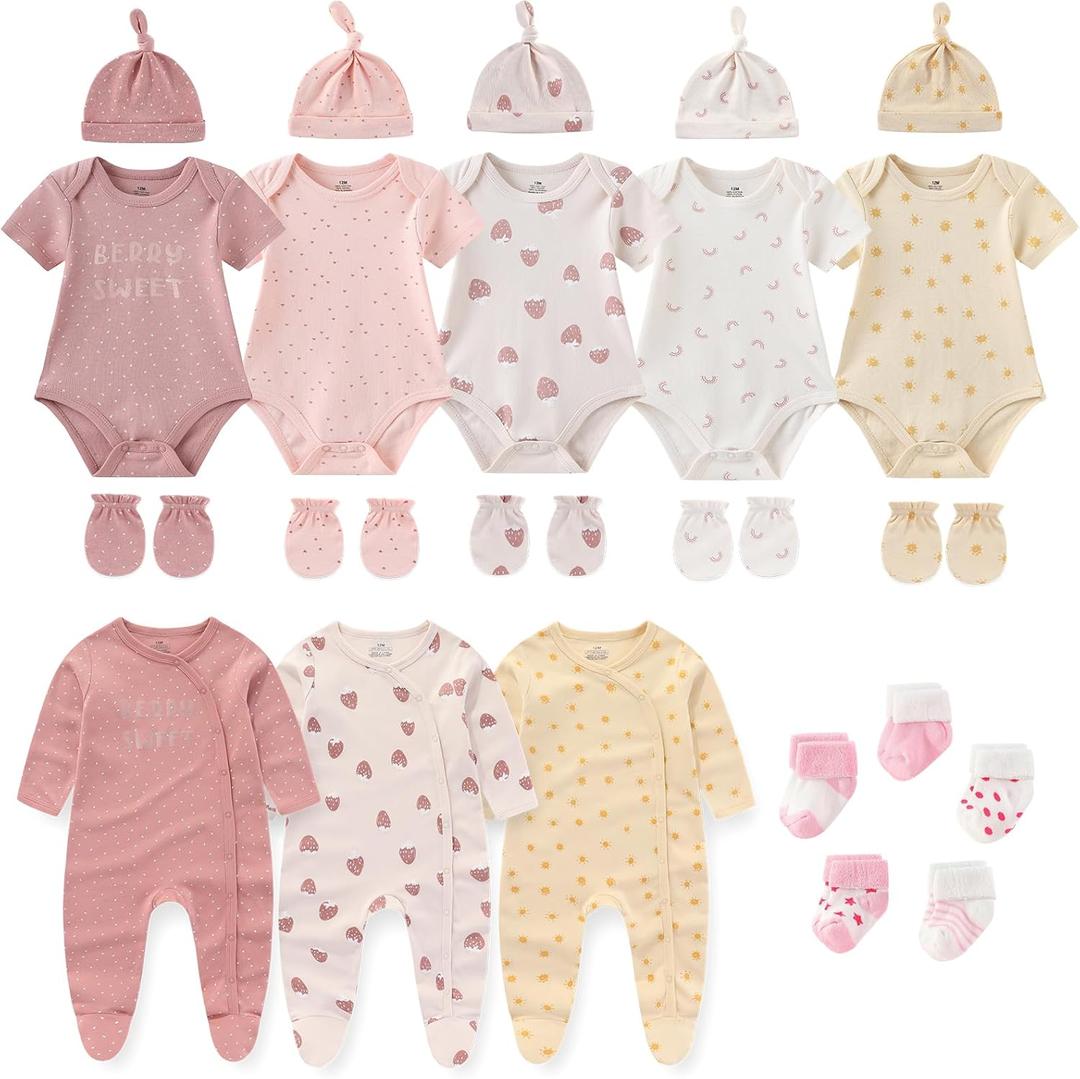 Ruliby New Born Clothes Cotton Layette Gift Outfit Set Baby Girl Clothing and Accessories 0-3 Months