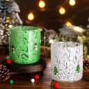 Booson 2 Pcs Christmas Glass Cups 16 oz Snowman Christmas Tree Icon Juice Glasses Double Old Fashioned Stemless Coffee Cocktail Cups Drinking Glassware for Holiday Xmas Party Supplies Gift