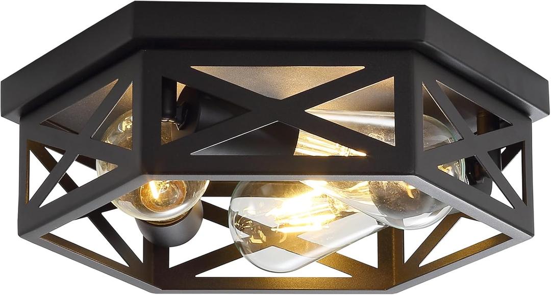 13 inch Black Flush Mount Ceiling Light Fixtures,3-Light Hallway Light Fixtures Ceiling Mount for Kitchen Farmhouse Bedroom 1 Pack