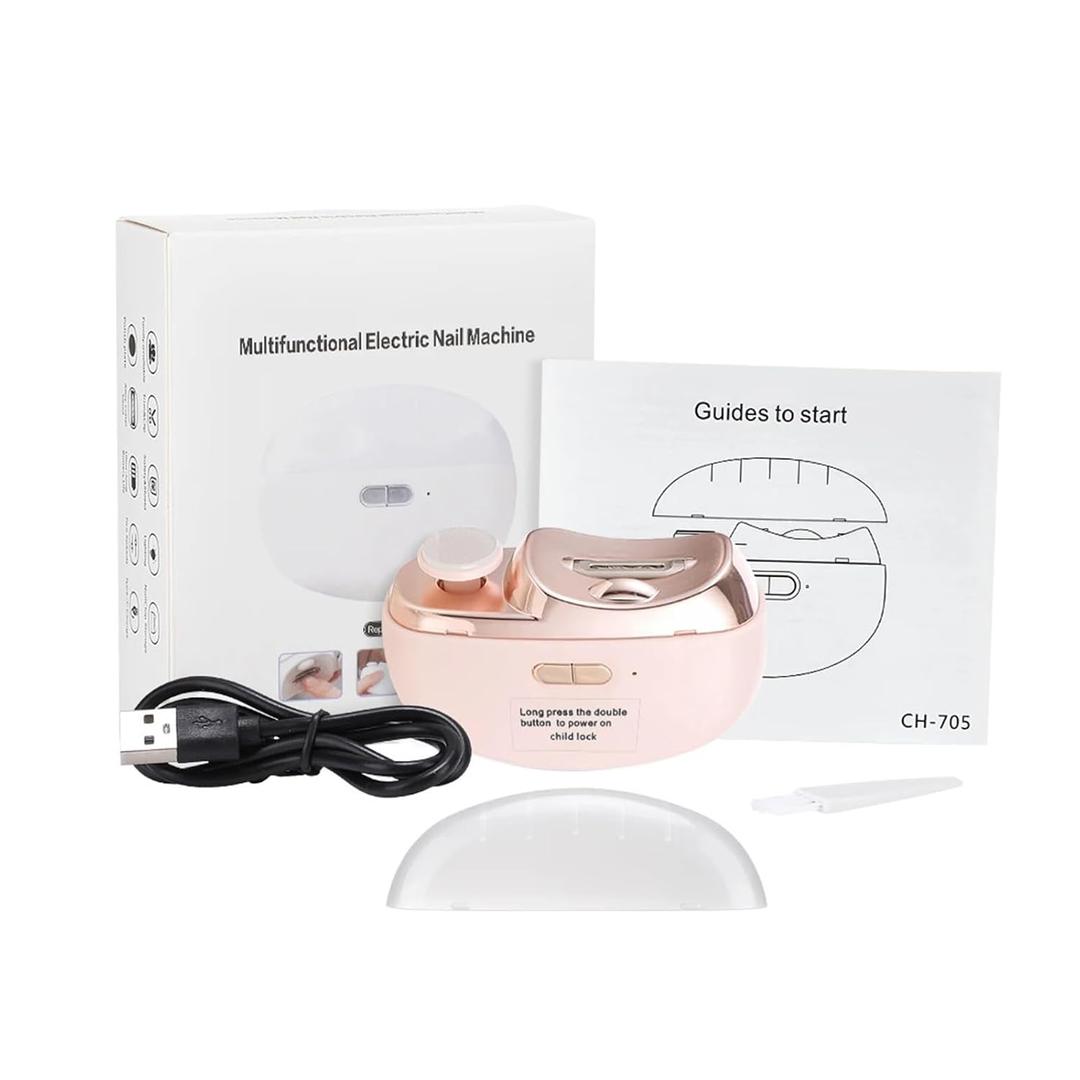 2 in 1 Electric Nail Clipper Mill for Manicure Polishing Fingernail Automatic Trimmer For Adult Baby Nails Cutter Sander Grinder(Pink)